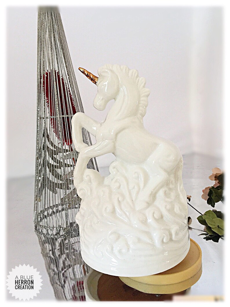 Musical Unicorn Figurine Vintage Porcelain Giftcraft Rearing Etsy
