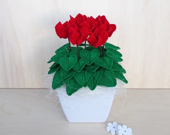 Ciclamino singolo all'uncinetto / Crochet flowers/ fiori da interno / regalo per lei