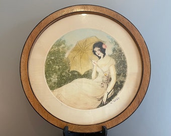 『裏絵』唐代の宮廷の女性たち　クリスタル工芸品　reverse painted Old and Rare Chinese Painting Canton Fixed Under Glass Reverse