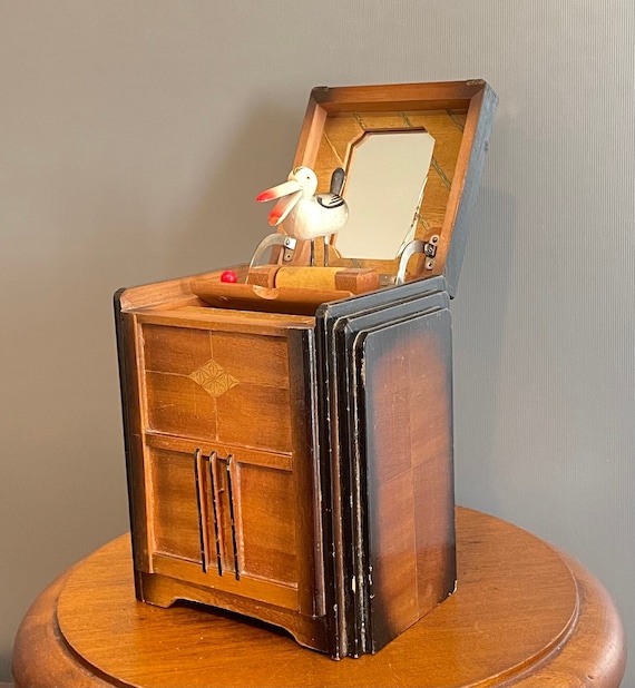Old and Rare Cigarette Dispenser Inlaid Music Box Jukebox Shape
