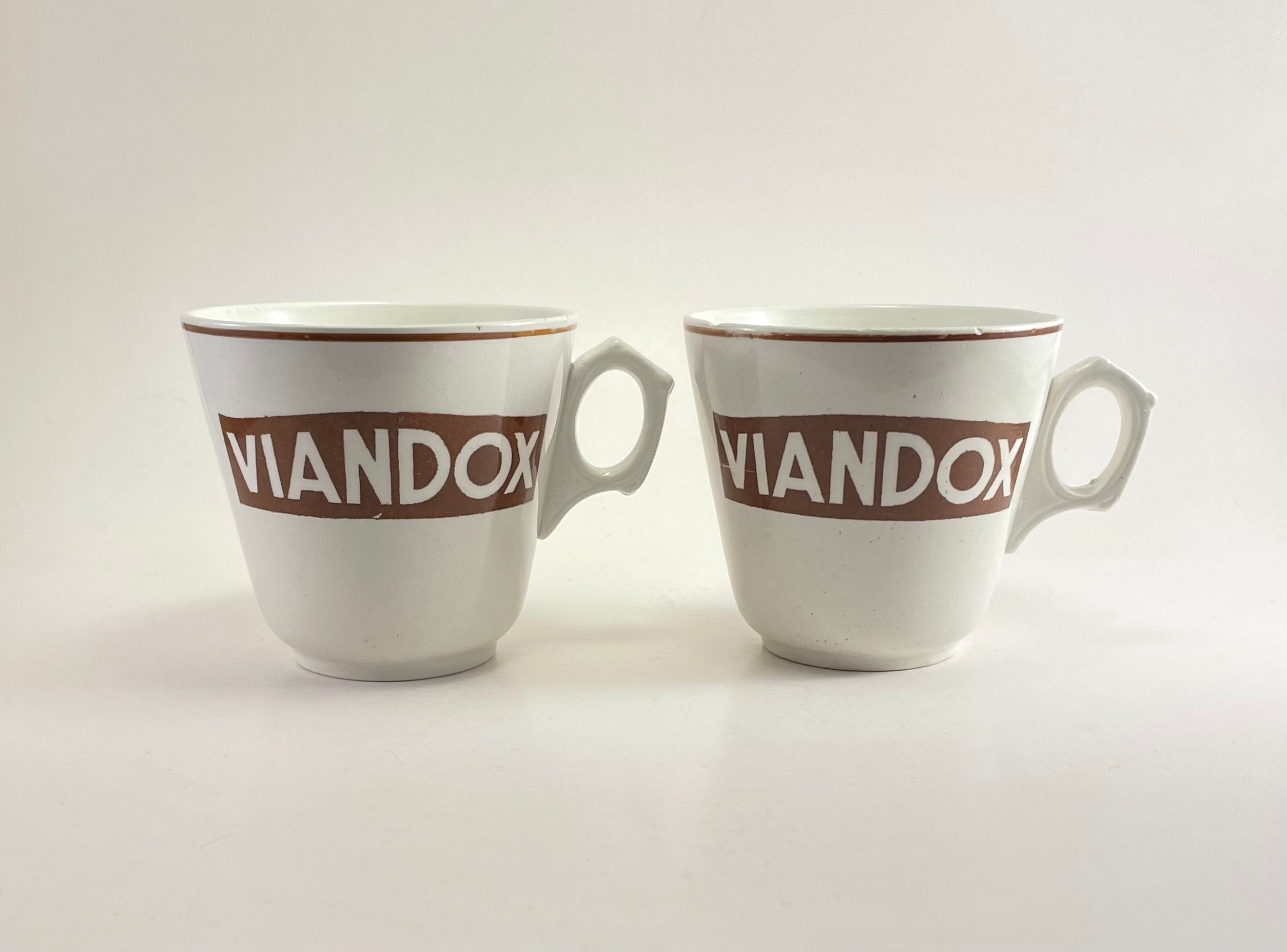 Ancien et Rare Tasses Publicitaires de La Marque Viandox en Faience | x2