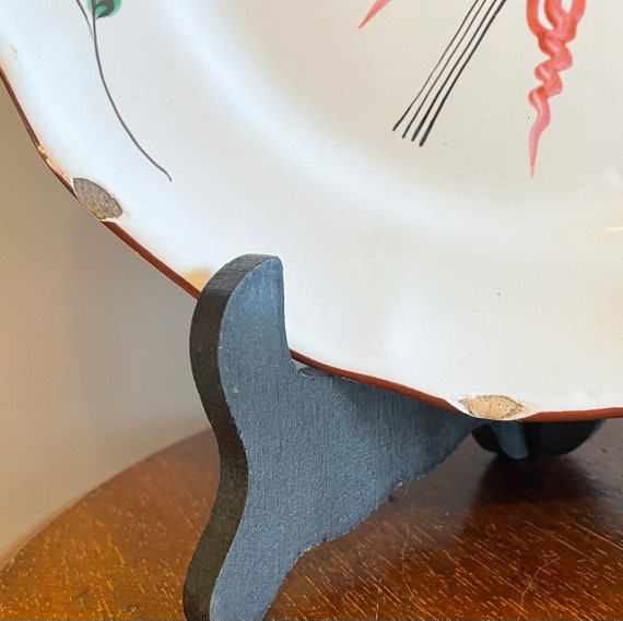 Assiette Décorative Vintage Signée D - 18 Cm, XXe Siècle, Céramique, Occasion Pour Collection Ou Déco