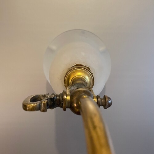Old and rare tulip lamp in Marmorean glass and brass adjustable shops orientation