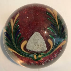 Old and rare large sulphide or man medallion paperweight surrounded by palmettes image 1
