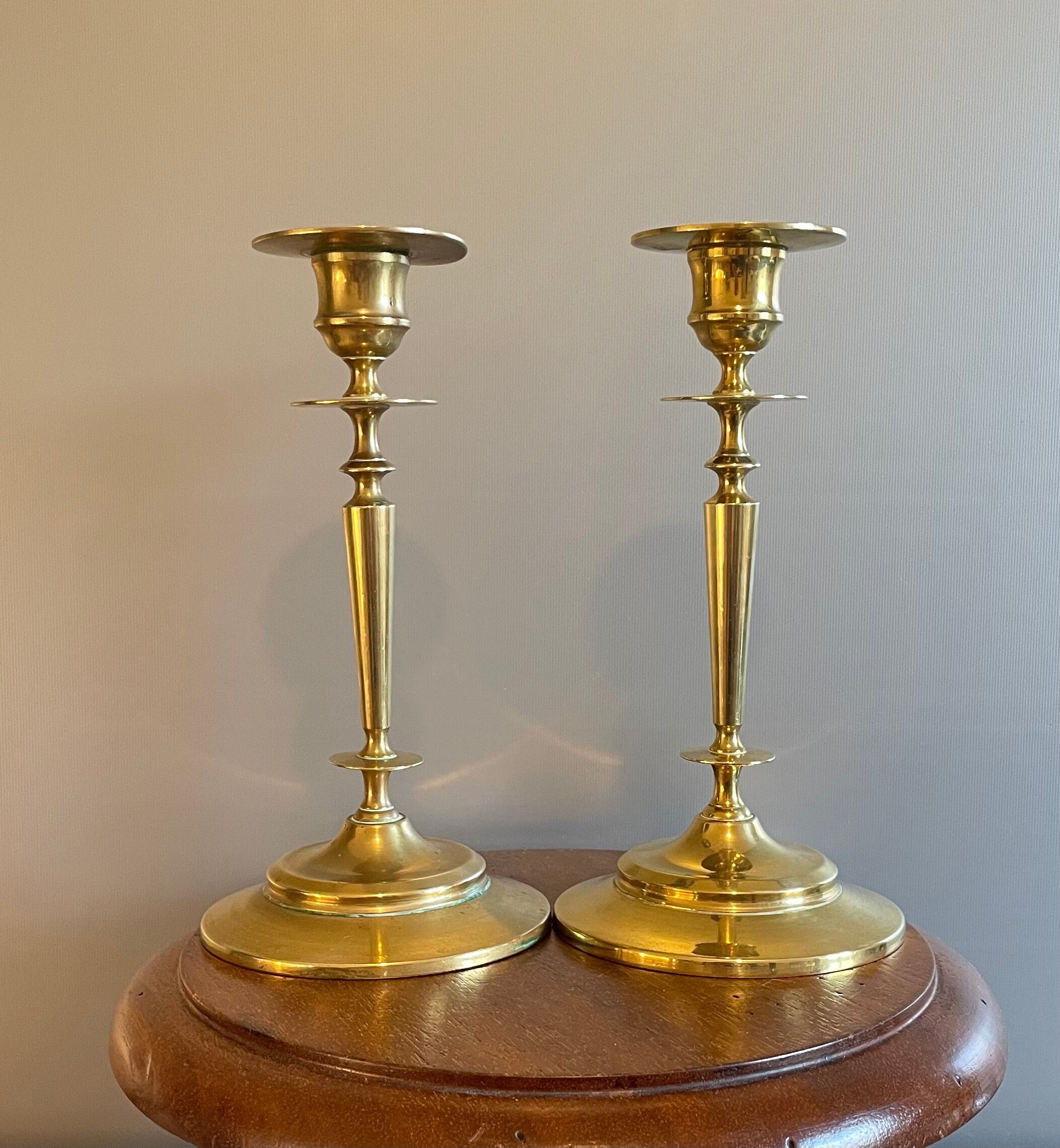 Ancien et Rare Paire de Chandeliers en Laiton Xx Ième Siècle