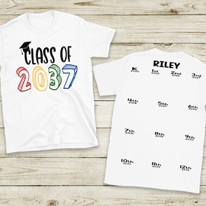 Class of 2037 HandPrint Shirt Personalized - Back To School Shirt - ANY Year!