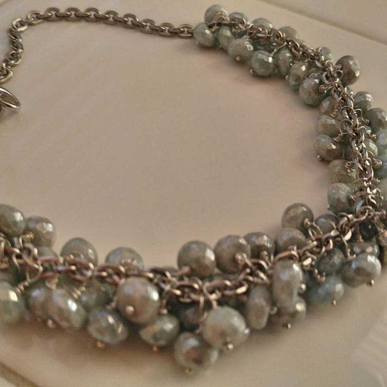 Sapphire Beaded Necklace Clusters of Gray Sapphires Hand Etsy