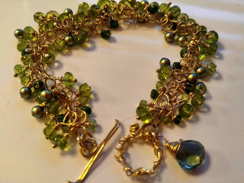 14k Peridot bracelet gemstone bracelet. Solid gold bracelet. Etsy