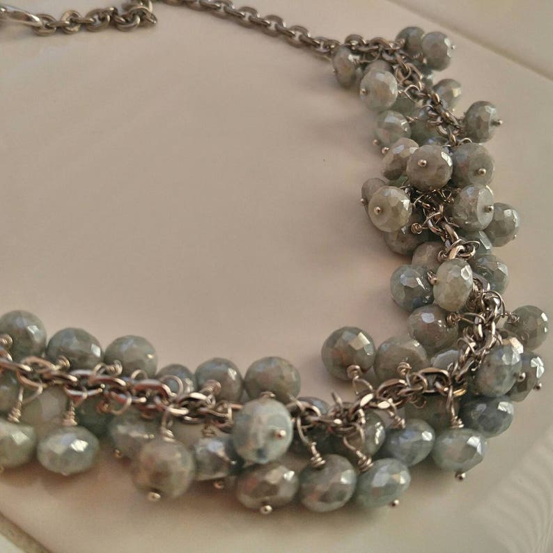 Sapphire Beaded Necklace Clusters of Gray Sapphires Hand Etsy