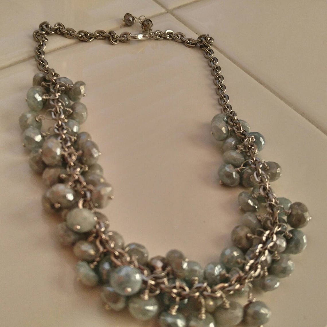 Sapphire Beaded Necklace Clusters of Gray Sapphires Hand Etsy