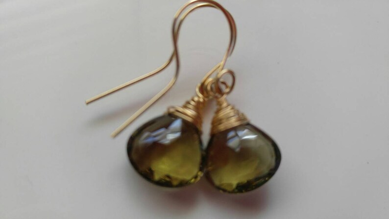 14k Gold Green Quartz Earrings Large Dangle and Drop Earrings - Etsy