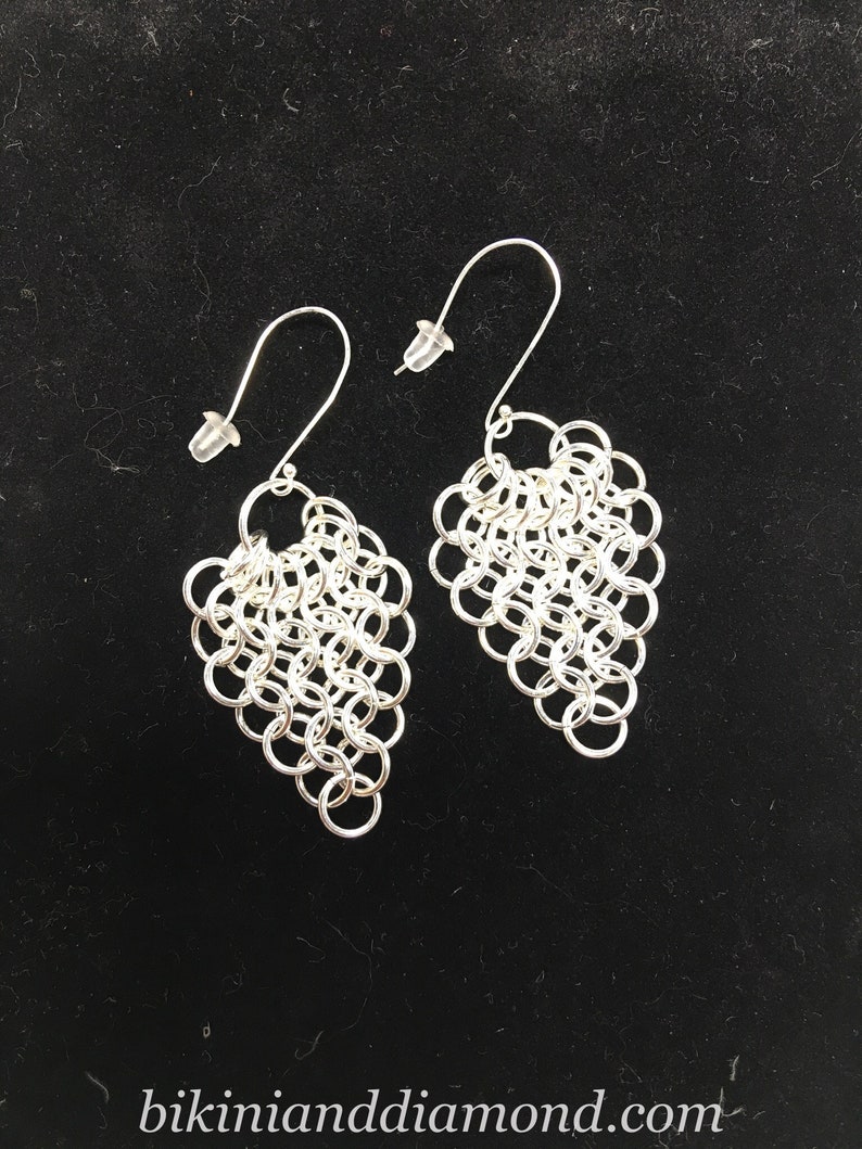 Haleakala Flow Earrings Handwoven Argentium 999 Silver Heirloom Chainmaille Earrings