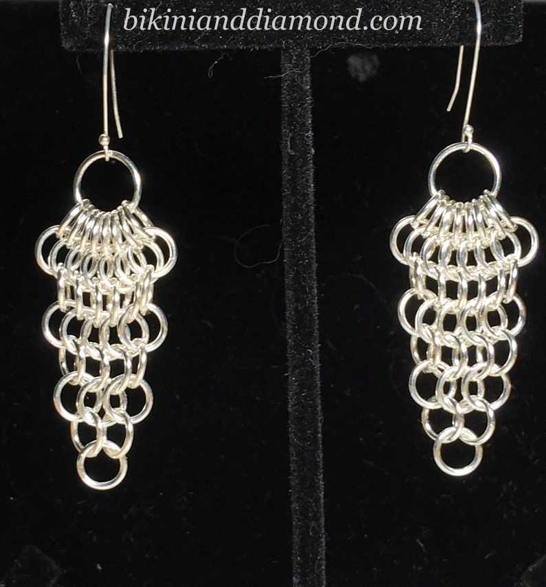 Haleakala Flow Earrings Handwoven Argentium 999 Silver Heirloom Chainmaille Earrings