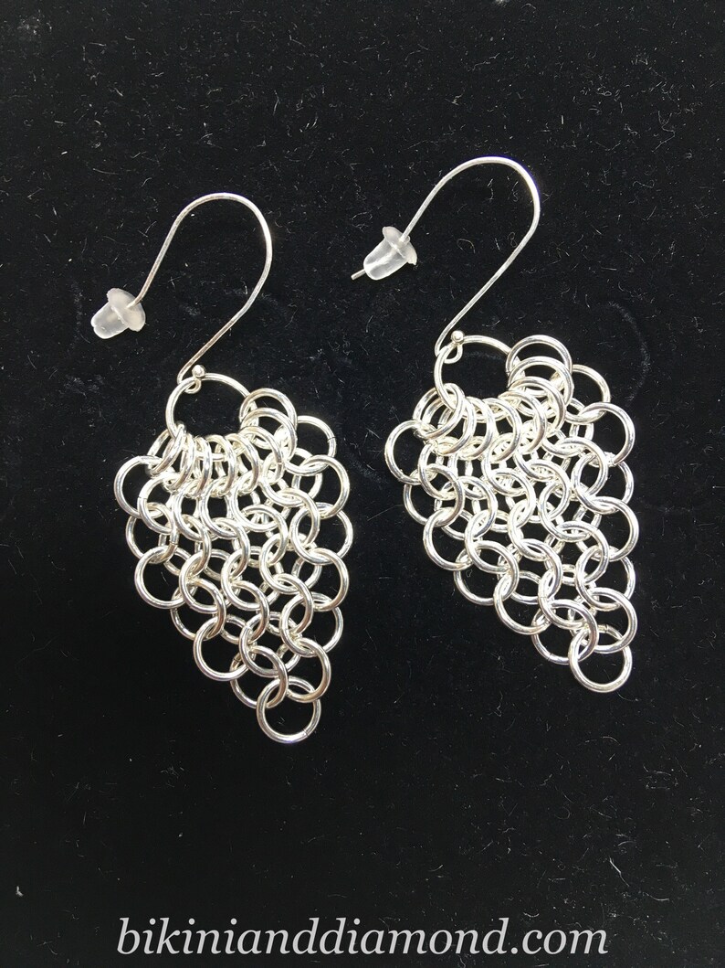Haleakala Flow Earrings Handwoven Argentium 999 Silver Heirloom Chainmaille Earrings
