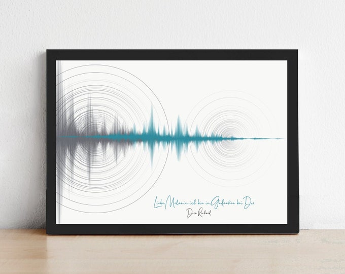 Poster picture music sound wave personalized, dedication on request, gift partner, birthday, QR code, memories music - also for him,