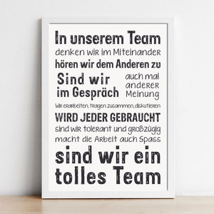 Image teamwork working atmosphere | Poster for team spirit print for office/ company | Colleagues business gift