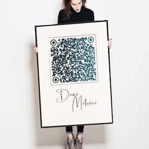 Poster QR-Code | Bild Text-Nachricht, personalisierte Widmung | Partner-Männer-Geschenk | Muttertag, Rahmenoption