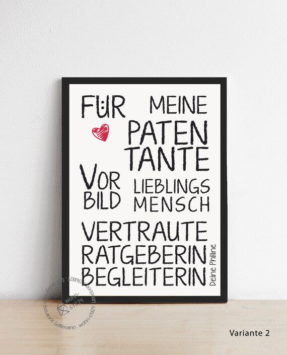 Poster Bild Fur Patentante O Patenonkel Personalisiert Etsy