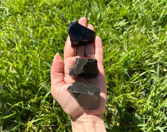 Black Obsidian Natural Raw Crystal for Shielding, Divination, and Shadow Work 1-2" Piece