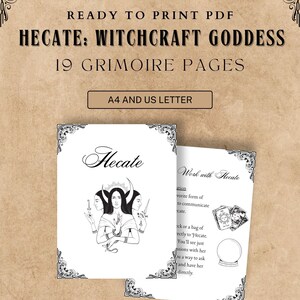 HECATE Grimoire Pages ~ Printable PDF Hecate Goddess of Witches Book of Shadows Pages ~ Digital Download ~ A4 and US Letter Sizes ~ Vintage