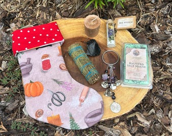 Small Witchy Christmas Stocking Gift Set | Handmade Witch Stocking | Witchy Stocking Stuffers | Yule Gift | Pagan Christmas Gift