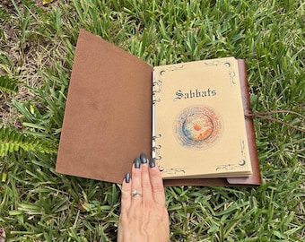 Sabbats Book of Shadows: A5 Leather Grimoire - Wheel of the Year Starter Journal