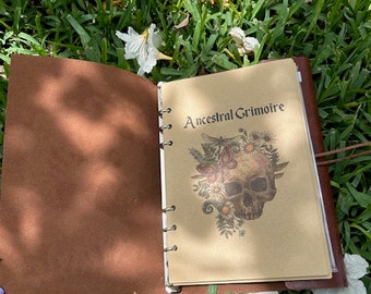 Refillable Leather Ancestor Grimoire: Witchcraft Book of Shadows A5