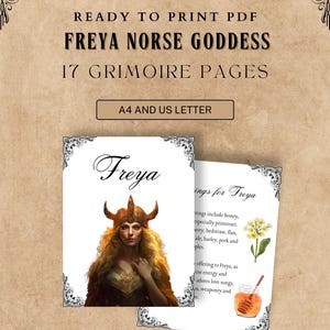 FREYA Grimoire Pages ~ 17 Printable PDF Freya Norse Book of Shadows Pages ~ Digital Download ~ A4 and US Letter Sizes ~ Norse Paganism
