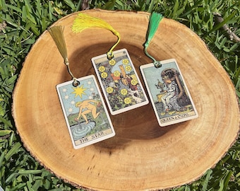 Witchy Tarot Card Bookmarks with Tassels: Rider Waite Set of 3