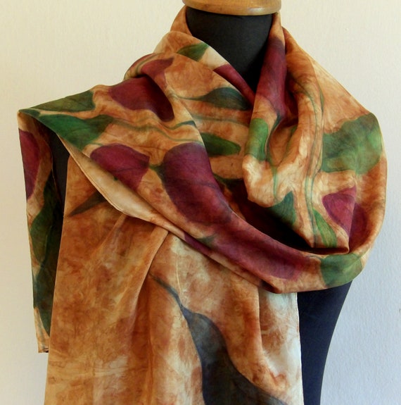 Long silk scarfhand painted Silk scarfwomen silk | Etsy