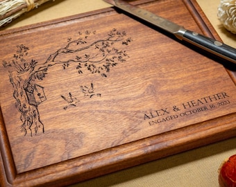 Personalized, Engraved Cutting Board with Birdhouse Design for Wedding or Anniversary #9