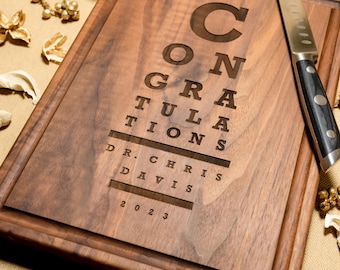 Personalized Cutting Board Engraved Eye Chart Design Congratulations Optometrist, Ophthalmologist Graduation, Retirement,Colleague Gift #103