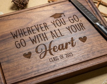 Personalized, Engraved Cutting Board with Graduation Design for Convocation or Graduation Gift #114