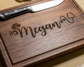 Personalized, Engraved Cutting Board with Nurse, Mom, Superhero Design for Nurse or Mother's Day Gift #112