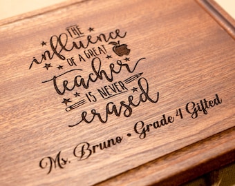 Personalized, Engraved Cutting Board with Great Teacher Design for Tutor or Teacher #104