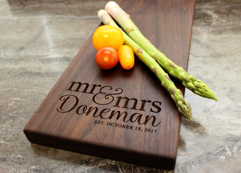 Personalized Engraved Cheese Board With Romantic Mr & Mrs Etsy