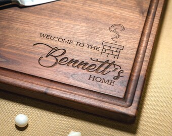 Personalized, Engraved Cutting Board with Kitchen Design for Housewarming  or Closing Gift #119 - Walnut Artisan Gallery