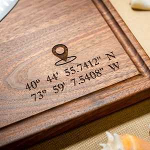 Personalized, Engraved Cutting Board with GPS Coordinates Design for Bridal Shower or Anniversary Gift 24 image 1