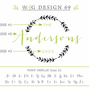 Personalized, Engraved Cutting Board with Wreath and Family Name Design for Wedding or Anniversary Gift 69 image 4