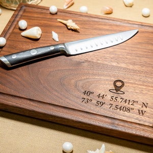 Personalized, Engraved Cutting Board with GPS Coordinates Design for Bridal Shower or Anniversary Gift 24 image 3