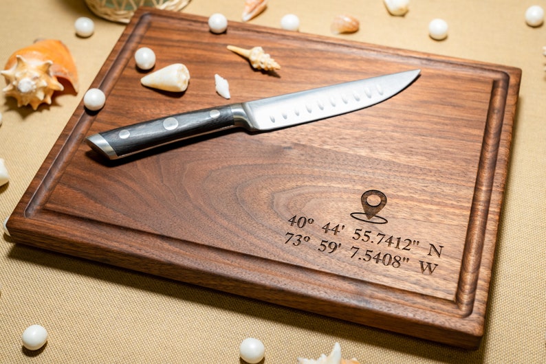 Personalized, Engraved Cutting Board with GPS Coordinates Design for Bridal Shower or Anniversary Gift 24 image 3