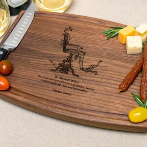 Personalized, Engraved Cutting Board with Dentist Chair Design for Dentist or Retirement 98 image 9