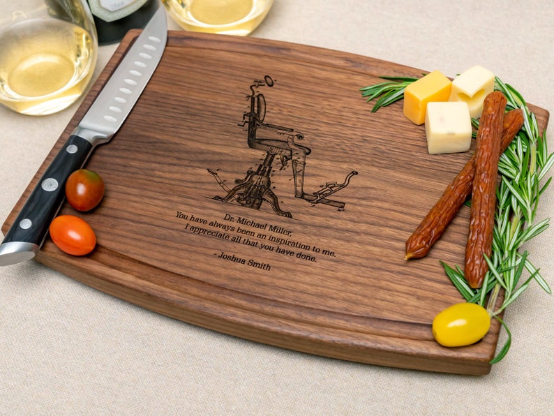 Personalized, Engraved Cutting Board with Dentist Chair Design for Dentist or Retirement 98 image 9