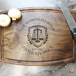 Personalized, Engraved Cutting Board with Classic Legal Design for Lawyer, Attorney or Judge 102 image 2
