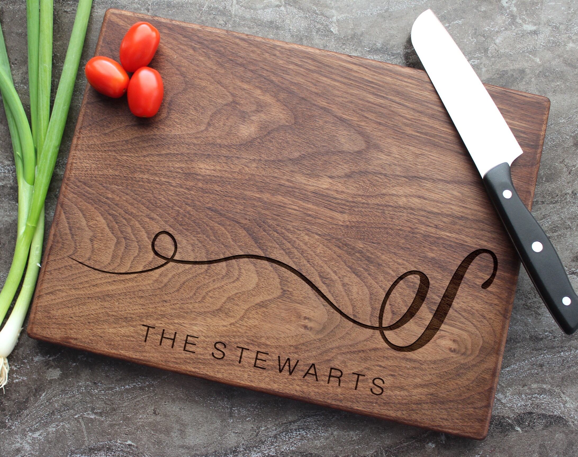 Personalized Cutting Board Custom Engraved Cursive Monogram Etsy