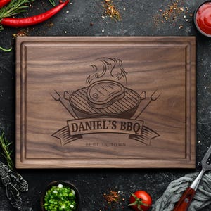 BBQ Personalized Cutting Board, Father&#39;s Day Gift, Wooden Grill Accessories, Gift for Dad,  Meat Charcuterie Board #130+ Free Care Oil Pack
