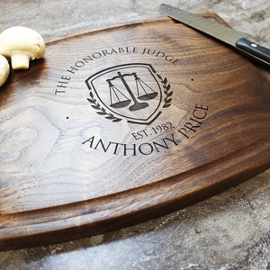 Personalized, Engraved Cutting Board with Classic Legal Design for Lawyer, Attorney or Judge 102 image 3