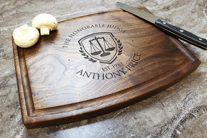 Personalized, Engraved Cutting Board with Classic Legal Design for Lawyer, Attorney or Judge 102 image 3