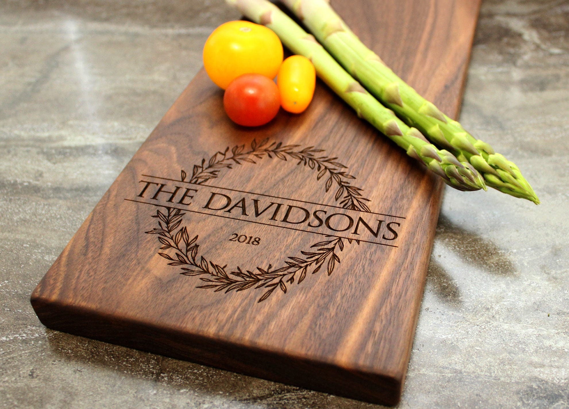 Personalized Engraved Cheese Board With Rustic Wreath and Etsy