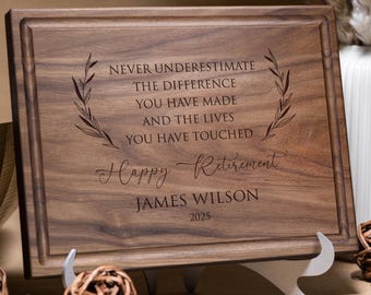 Happy Retirement Personalized Cutting Board, Appreciation, Farewell, Thank You, Corporate Gift For Colleague, Gifts for Employee #140